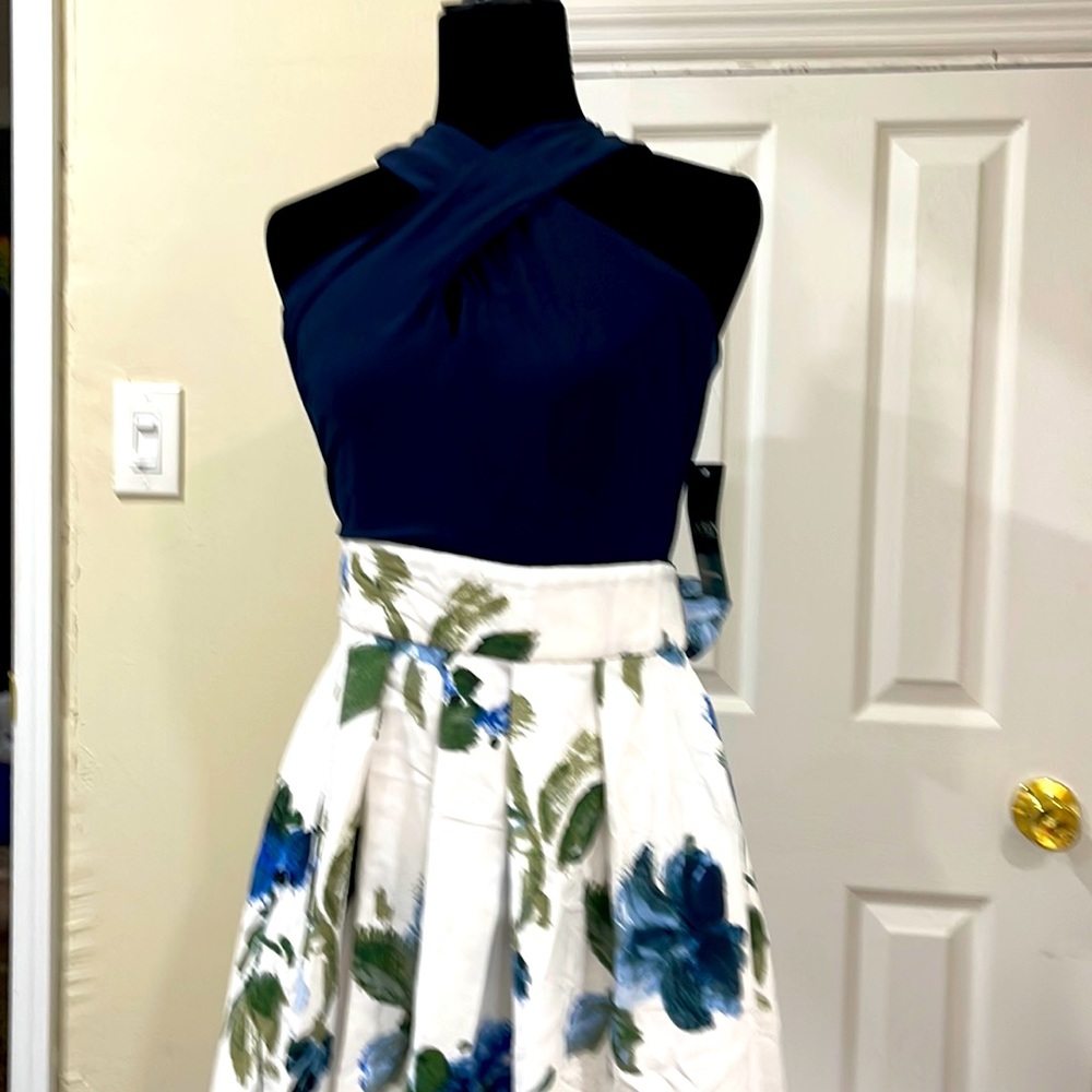 NEW Lauren Ralph Lauren Jairo Northport Gown Full Length Evening Dress Navy Sz 8